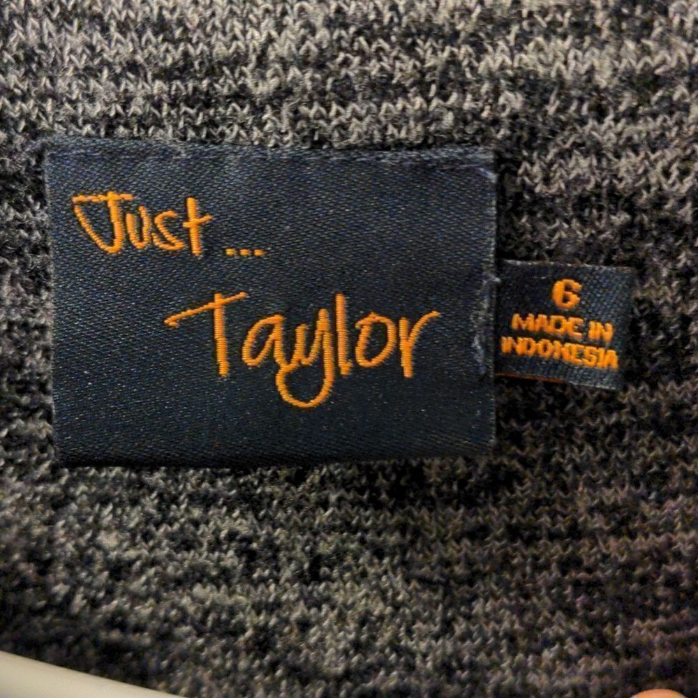 Just Taylor Charcoal Grey Heather Knit Cowel Neck Dress 3/4 Length Sleeves Sz 6 - Picture 7 of 8